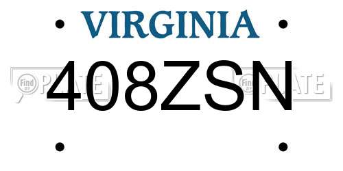 408ZSN Virginia License Plate