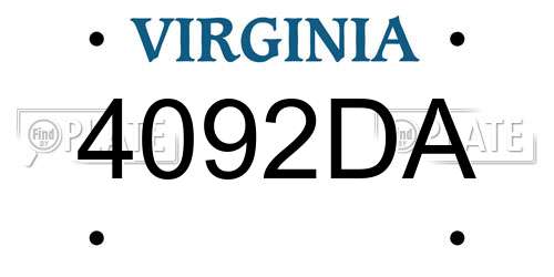 4092DA Virginia License Plate
