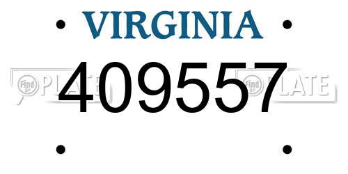 409557 Virginia License Plate