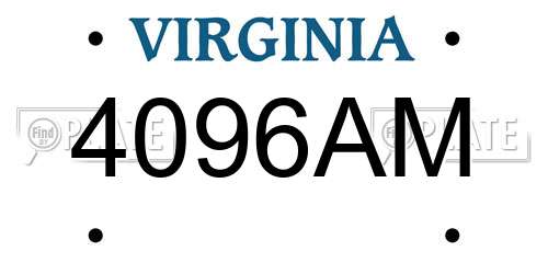4096AM Virginia License Plate