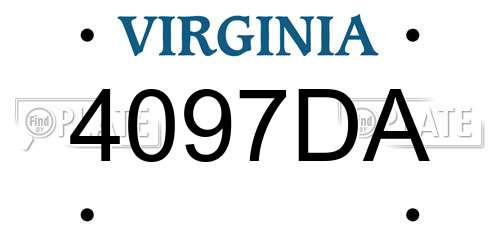 4097DA Virginia License Plate