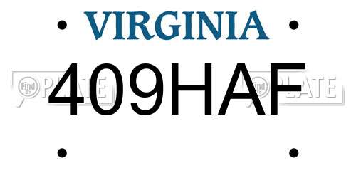409HAF Virginia License Plate