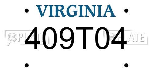 409T04 Virginia License Plate
