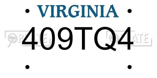 409TQ4 Virginia License Plate