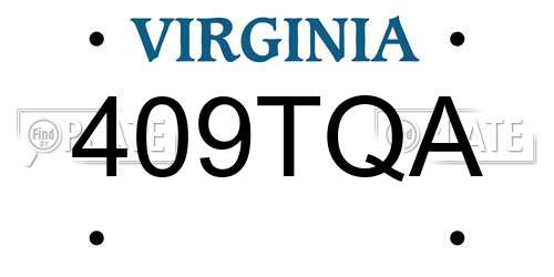 409TQA Virginia License Plate