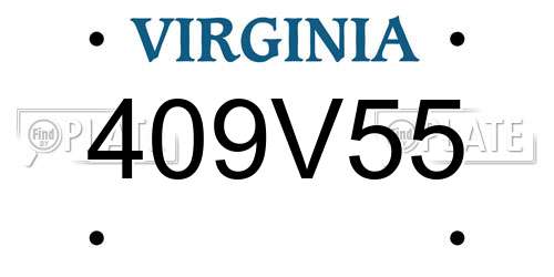 409V55 Virginia License Plate