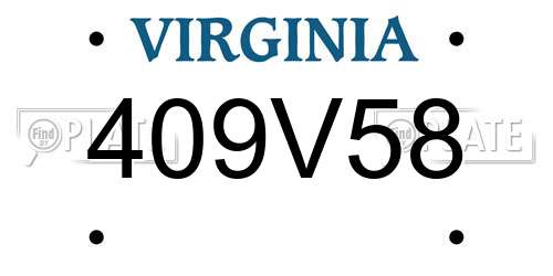409V58 Virginia License Plate