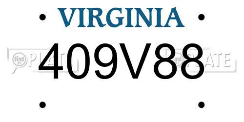 409V88 Virginia License Plate