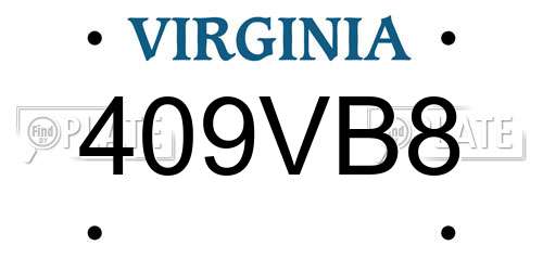 409VB8 Virginia License Plate