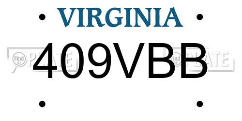 409VBB Virginia License Plate