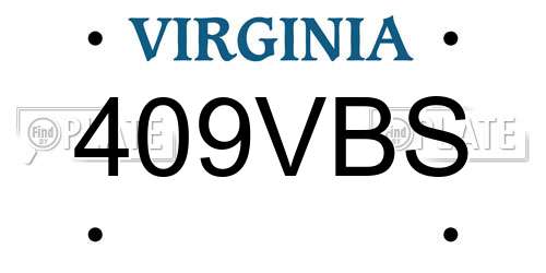 409VBS Virginia License Plate