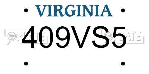409VS5 Virginia License Plate