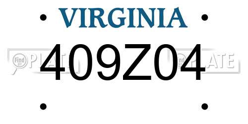 409Z04 Virginia License Plate