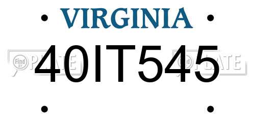 40IT545 Virginia License Plate