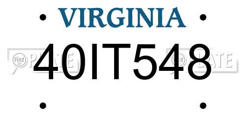 40IT548 Virginia License Plate