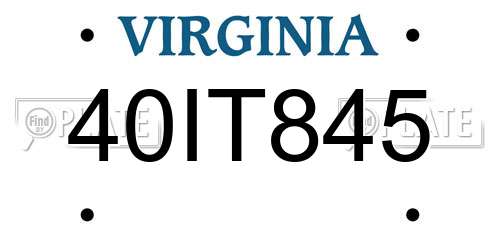 40IT845 Virginia License Plate