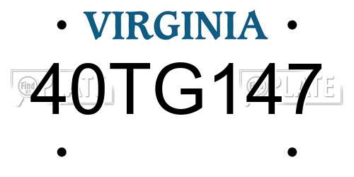 40TG147 Virginia License Plate
