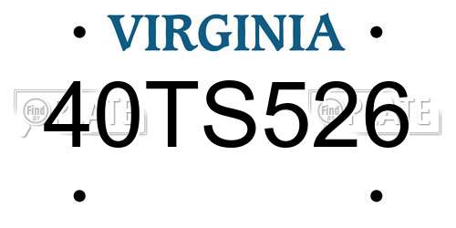 40TS526 Virginia License Plate
