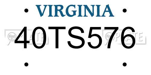 40TS576 Virginia License Plate