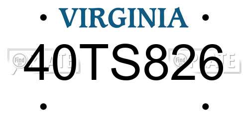 40TS826 Virginia License Plate