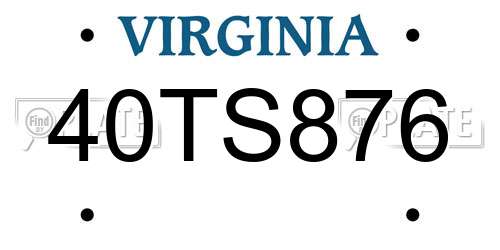 40TS876 Virginia License Plate