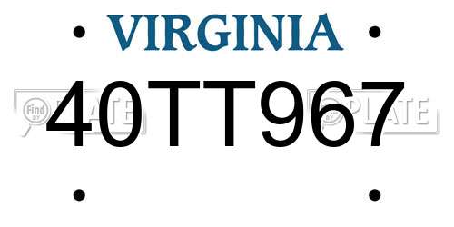 40TT967 Virginia License Plate