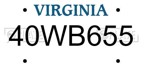 40WB655 Virginia License Plate