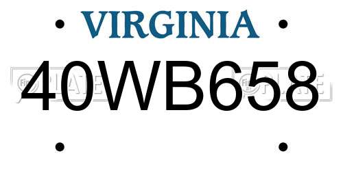 40WB658 Virginia License Plate