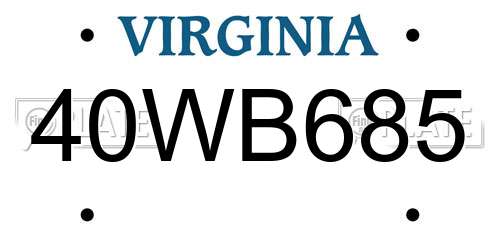 40WB685 Virginia License Plate