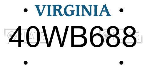 40WB688 Virginia License Plate