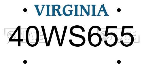 40WS655 Virginia License Plate