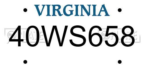 40WS658 Virginia License Plate