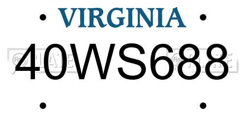 40WS688 Virginia License Plate
