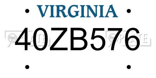40ZB576 Virginia License Plate