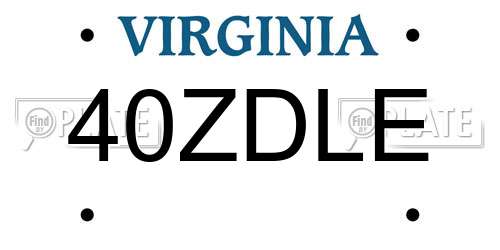 40ZDLE Virginia License Plate