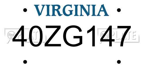 40ZG147 Virginia License Plate