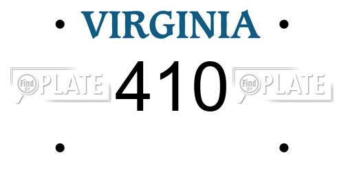 410 Virginia License Plate