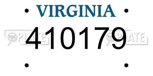 410179 Virginia License Plate