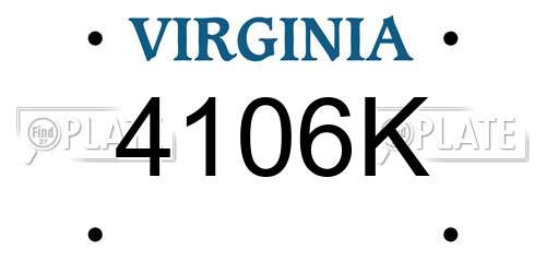 4106K Virginia License Plate