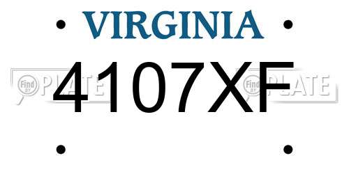 4107XF Virginia License Plate