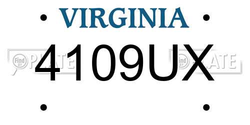 4109UX Virginia License Plate