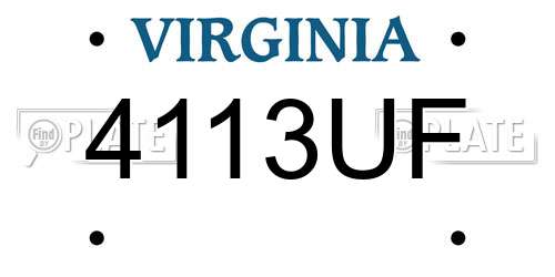 4113UF Virginia License Plate
