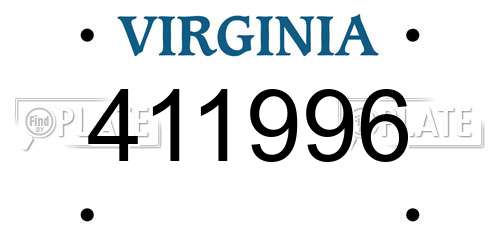 411996 Virginia License Plate