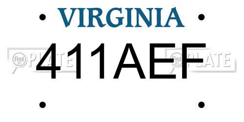 411AEF Virginia License Plate