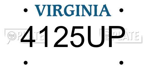 4125UP Virginia License Plate