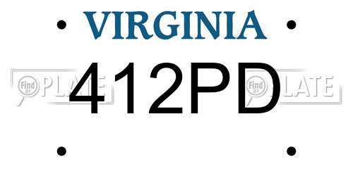 412PD Virginia License Plate