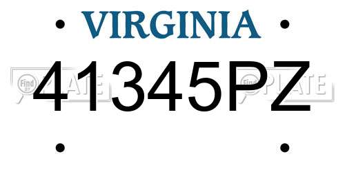 41345PZ Virginia License Plate