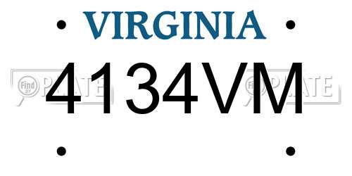 4134VM Virginia License Plate