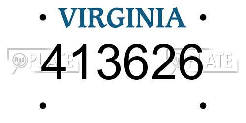 413626 Virginia License Plate