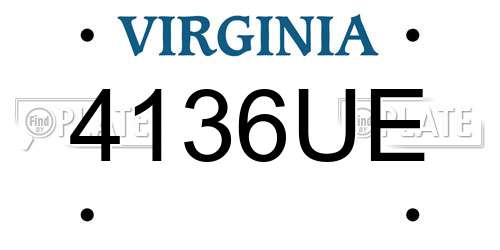 4136UE Virginia License Plate